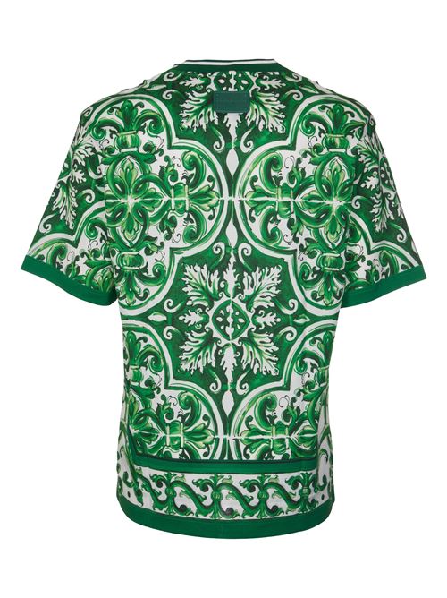 Cotton T-shirt with majolica print DOLCE & GABBANA | G8PN9TII7C1H75DQ